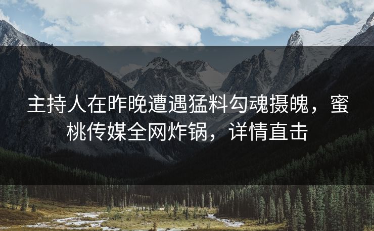主持人在昨晚遭遇猛料勾魂摄魄，蜜桃传媒全网炸锅，详情直击