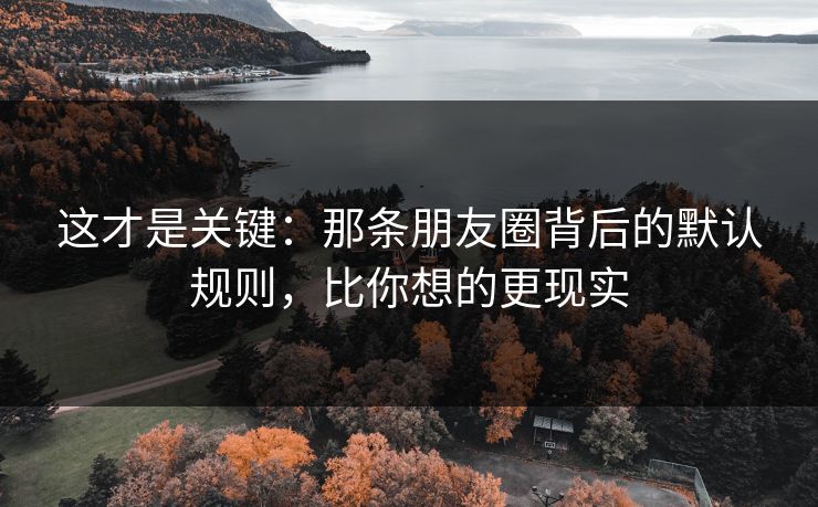 这才是关键：那条朋友圈背后的默认规则，比你想的更现实